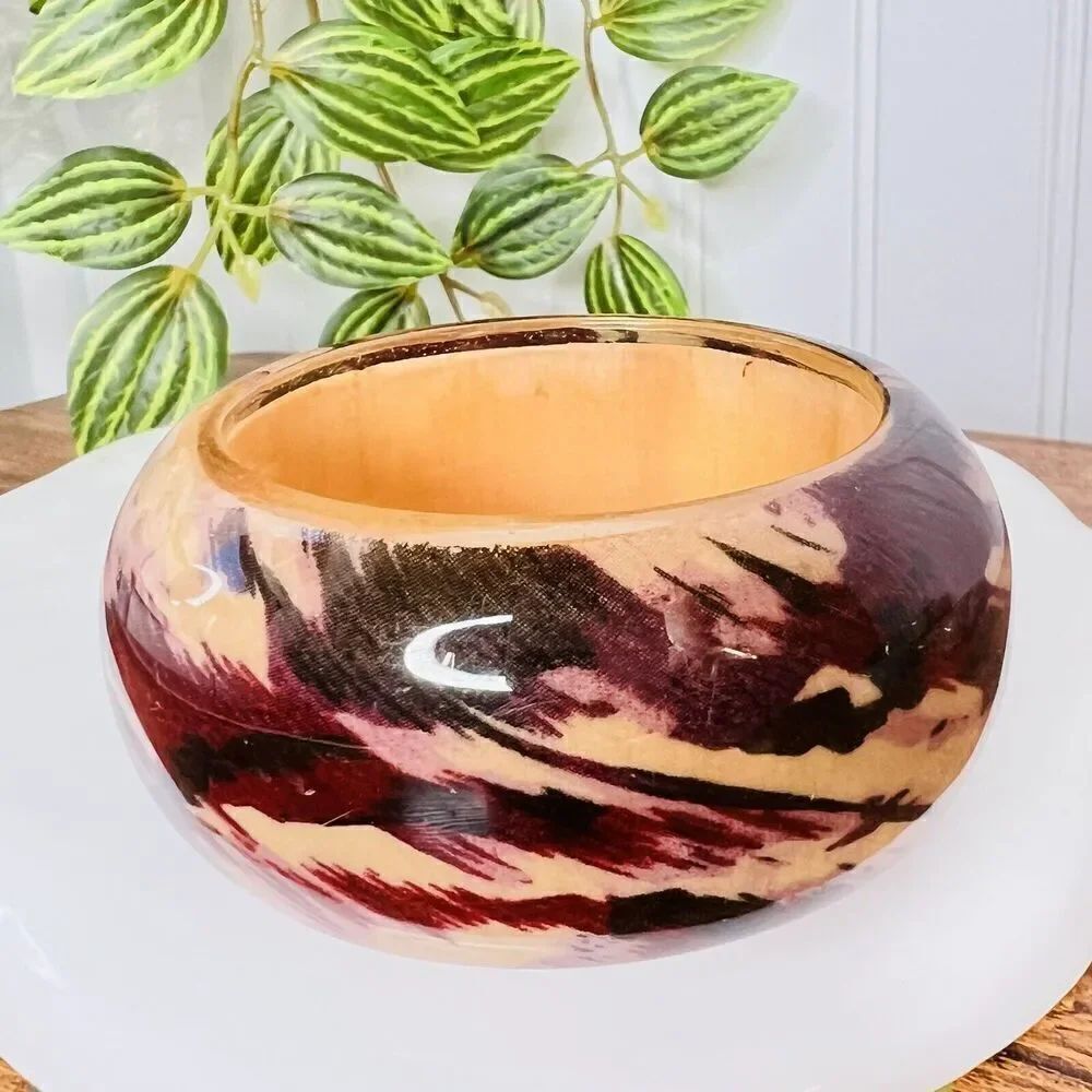 Vintage Wide Abstract Art Bubble Lucite Bangle Bracelet Retro 80’s 90’s Y2K